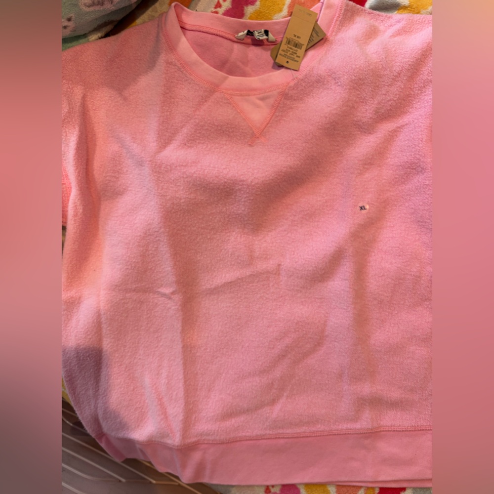 American Eagle Fleece Pink Crop Sweatshirt